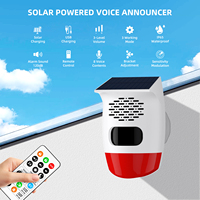 ANGUS Lumière stroboscopique solaire extérieure 120db 8 fonctions vocales Détecteur de mouvement infrarouge sans fil Système d'alarme de sécurité intelligent