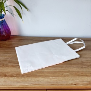 Sacs en papier kraft blanc biodégradables écologiques à faible MOQ 2026 pour l'emballage de champagne, d'aliments et de gâteaux avec votre propre design - Product Image 3