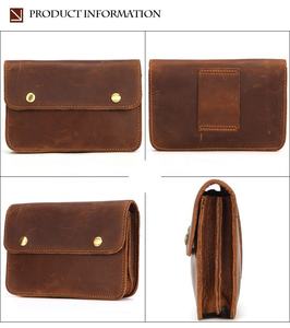 Sac banane pour homme en cuir de vache véritable, petit sacoche de téléphone en cuir Crazy Horse, sacoche de ceinture rétro pour affaires, fabriqué à l'usine d'Andong - Product Image 2