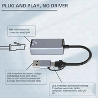 Adaptador USB 3.0 a Ethernet, USB C a RJ45 Gigabit LAN 1000 Mbps, Red Cableada Ethernet a USB Tipo-C 10/100/1000 Mbps