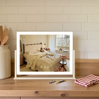 Miroir de maquillage LED avec éclairage, 3 couleurs d'éclairage, commande tactile, miroir de vanité rotatif pour la table de maquillage de la chambre à coucher