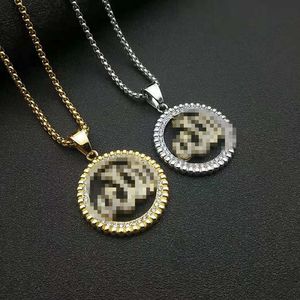 Nuovo Design 2019: Collana con Ciondolo Allah in Acciaio Inossidabile Placcato Oro 18K, Gioielli Religiosi Islamici con Cristalli - Product Image 3