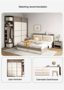 Lits en bois capitonnés multifonctions de luxe modernes de style Queen et King Size avec rangement Castle Jade Master - Product Image 6