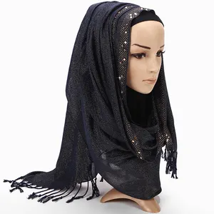 热卖棉金线编织点菱形围巾覆盖穆斯林妇女头巾围巾马来西亚头巾