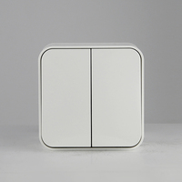 Interruptor de Pared de Superficie Estándar Europeo, Ignífugo, de 2 Botones, 1 Vía, 10A, 250V, para Uso Doméstico
