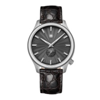 Montre de luxe pour homme à mouvement automatique avec cadran guilloché irrésistiblement élégant, verre saphir, bracelet en cuir et boîtier en titane, OEM ODM
