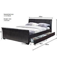 Willsoon Cadre de lit en cuir PU de taille King Size au design moderne avec construction en bois souple et quatre tiroirs pour usage domestique