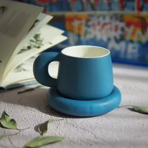 2024 Noridc Colorful Porcelain Coffee Cup And Saucer Set Logo Printed Ceramic Tea Mugs Custom