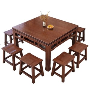 Chinese Style Solid Wood Square Dining <b>Table</b> <b>Set</b> With Bench For Home Restaurant Use - Product Image 5