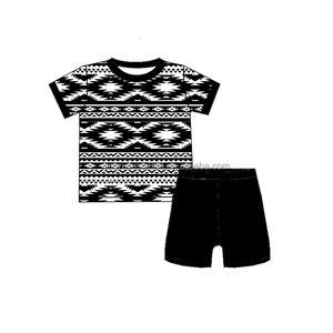 Conjuntos de Ropa de Verano para Bebés y Niños Pequeños con Estampado Azteca, Camisetas de Manga Corta y Pantalones Cortos, Conjuntos de 2 Piezas - Product Image 2