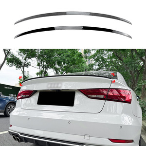 Audi A3 S3 8V Sedan Rear <b>Trunk</b> Spoiler Piano <b>Black</b> Carbon Fiber Texture Ducktail ABS 2014-2020 - Product Image 1