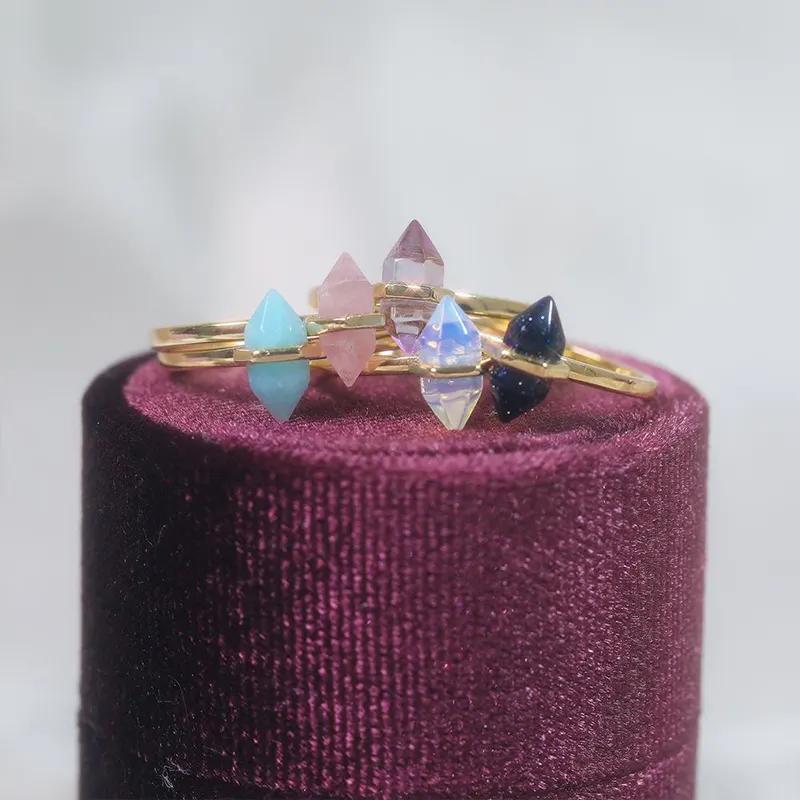 Milledition Handmade Beautiful Shiny Moonstone Opal Flower Rings For Girls