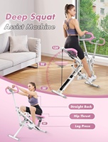 Máquina Wellshow Sport Pink Squat para el hogar, máquina de ejercicio central, máquina de paseo y remo para glúteos, glúteos y muslos