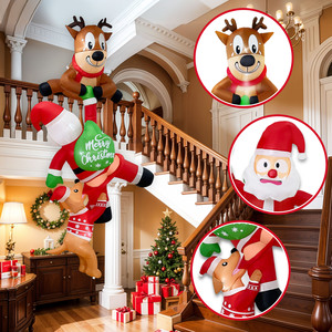 Large Leather Outdoor Inflatable Christmas Reindeer Climbing for with <b>Dog</b> LED <b>Lights</b> 6ft for Roof/Yard Decoration - Product Image 4