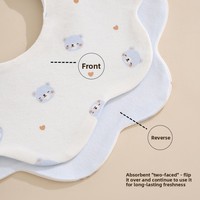 Bavoirs pour bébé réversibles en coton mousseline respirant, imperméables, double face, avec bouton, pour la bave et les éructations