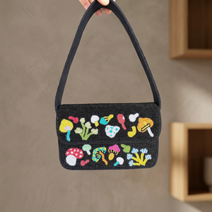 Sacs à main en perles faits à la main de style bohème pour femmes indiennes, sacs de soirée légers, sacs de shopping, sacs de fête - Product Image 1
