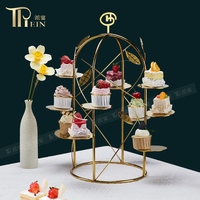 Support à Dessert Luxueux en Acier Inoxydable Plaqué Or Design Moderne pour la Restauration et le Buffet d'Hôtel