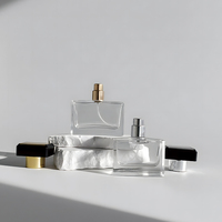 Flacon de parfum rectangulaire en verre de haute qualité, vide, avec pompe pulvérisatrice et diffuseur à bâtonnets, personnalisable
