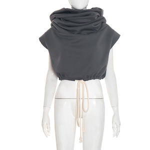 C1431 Nuova <span class=keywords><strong>Felpa</strong></span> Invernale Casual con Ampio Collo <span class=keywords><strong>Senza</strong></span> <span class=keywords><strong>Maniche</strong></span> con <span class=keywords><strong>Cappuccio</strong></span> e Coulisse alla Moda - Product Image 6