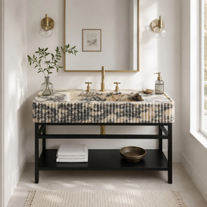 Lavabo de Mármol Viola Pulido y Acanalado, Fácil de Limpiar, de Piedra Natural, con un Solo Orificio, para Baño - Product Image 1