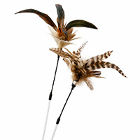 Jouet pour chat haut de gamme avec plumes luxuriantes de 70-75 cm, manche long, clochette, bâton interactif en plumes naturelles pour chats d'intérieur