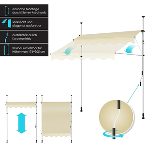 Mùa hè hiện đại cửa nhôm cửa sổ mái hiên với UV bảo vệ Chiều cao có thể điều chỉnh UV Kem chống nắng có thể thu vào kẹp hoạt động hướng dẫn sử dụng - Product Image 5