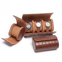 Boîte à montres vintage en cuir PU crocodile marron, bleu, vert, noir, faite à la main, pour le rangement de montres de luxe