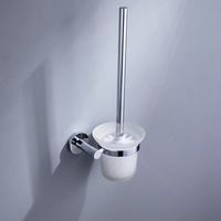 Ensemble d'accessoires de salle de bain modernes en acier inoxydable chromé poli, écologiques, à fixation murale, avec porte-brosse WC et porte-rouleau de papier toilette