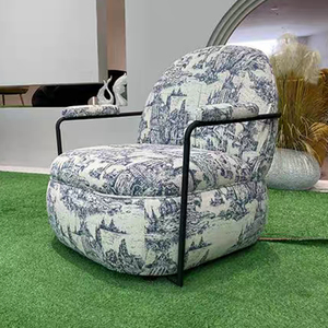 Reposabrazos moderno, silla con reposabrazos, silla redonda de tela para sala de estar, sofá suave - Product Image 5