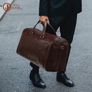 Joyir Men's Genuine Leather Travel <b>Bag</b> 20-35L <b>Large</b> Capacity Retro Minimalist <b>Duffel</b> <b>Bag</b> For Leisure Travel - Product Image 2