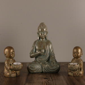 Statua di Buddha in Stile Zen, Piccolo Monge, Ornamento Decorativo per Scrivania, Ingresso, Soggiorno e Vetrina del Vino - Product Image 6