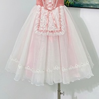 Robe de tutu rose pour filles R1624, manches bouffantes en dentelle, corsage croisé avec jupe en tulle superposée pour la performance de ballet sur scène