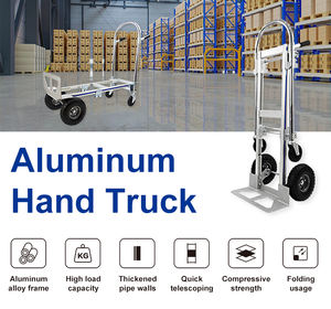 Carretilla de mano utilitaria uni-silenciosa de 250kg de servicio pesado 3 en 1 carro de empuje plegable industrial 4 ruedas carrito de compras plegable FHT250B - Product Image 2