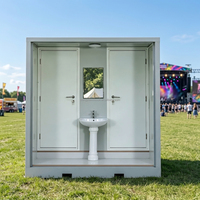Cabine de toilettes mobiles préfabriquées à deux compartiments avec hall d'entrée indépendant, double compartiment, toilettes modulaires temporaires pour événements extérieurs