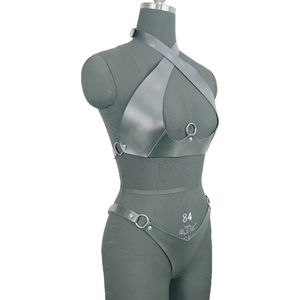 طقم حزام حمالة صدر وربطة عنق تصميم خماسي اللون لضبط الأطراف للنساء لتسليط الضمغات على الجسم ملابس للرقص بتصميم البانك القوطي للاحتفالات والهالوين - Product Image 2