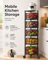 Étagère de rangement rotative à 5 niveaux pour fruits et légumes, organisateur de cuisine avec paniers pivotants, tour de rangement autoportante en métal