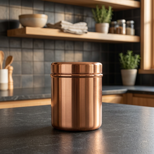 Recipiente Redondo Hermético para Alimentos de Cobre, Tarro para Especias de Diseño Minimalista con Acabado Pulido, 1 Capa, Mantiene la Frescura - Product Image 3
