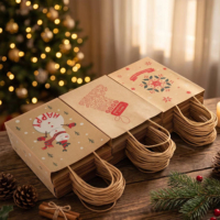 Sacs cadeaux en papier kraft recyclé avec logo personnalisé, poignées torsadées, impression sérigraphique, sacs d'emballage pour fêtes de fin d'année, vente en gros