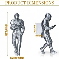 Figurine de couple de chevaliers en armure médiévale, statues imprimées en 3D, décoration de bibliothèque, style vintage