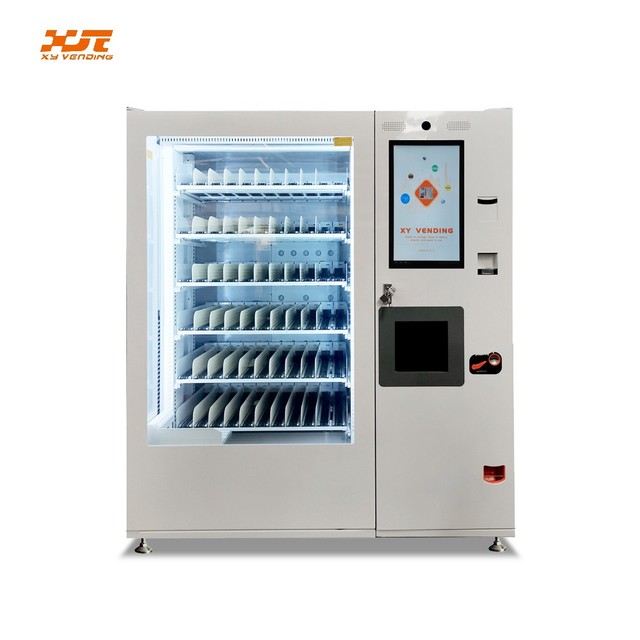 Smart Metal Refrigerated Cake and Fresh Food Salad Vending Machine with Automatic Robot Lift System Credit Card Payment System