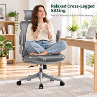Chaise de bureau pivotante à dossier croisé avec accoudoirs rabattables, siège rembourré de 52 cm de large, pour bureau à domicile
