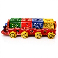 Organisateur de rangement décoratif en MDF fait main et peint à la main, style antique vintage, en forme de camion à 4 compartiments, pour la maison, cadeau du Nouvel An chinois