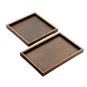 Bandeja de Té de Bambú Hecha a Mano con Superficie de Tapete Tejido, Mesa de Preparación en Seco, Soporte para Tetera, Accesorio para Ceremonia del Té, Bandeja de Servicio - Product Image 5