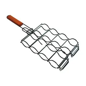 BBQ Durable Non-Stick Corn Grill Basket With Premium Wood Handle Corn Holder For Grill