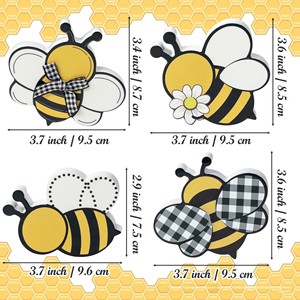Lot de 4 ornements de bureau en buis sur le thème des abeilles pour chambre d'enfant, décoration intérieure, fabriqué en Chine - Product Image 1