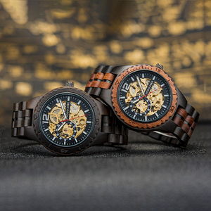 <span class=keywords><strong>Montre</strong></span> <span class=keywords><strong>automatique</strong></span> en bois personnalisée avec logo pour les amoureux du luxe, pour couples, mécanisme visible, résistante à l'eau, aiguille de 24 mm, cristal saphir - Product Image 3