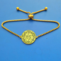 Grand Pentacle de Salomon, le Grand Grimoire avec la Grande Clavicule de Salomon, bracelet en acier inoxydable gravé au laser
