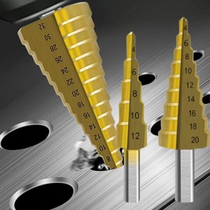 Yiduo Step Drill Bit Titanium Coated 3 Flat Shank For Woodworking Hole Drilling Fast Boring Bits - Product Image 1