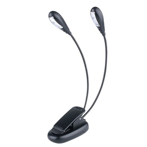 Lámpara de pie eléctrica para partituras con clip, doble varilla, pequeña lámpara de escritorio, luz nocturna de lectura, protección ocular - Product Image 1