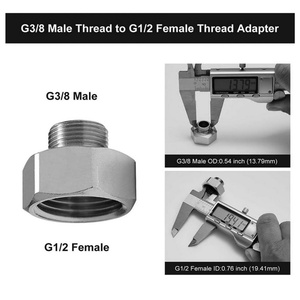 Water Hose Adapter G1/2 Female to G3/8 Male Reducer Adapter, Bathroom Faucet Pipe <b>Fitting</b> Faucet Hose Adapter - Product Image 2